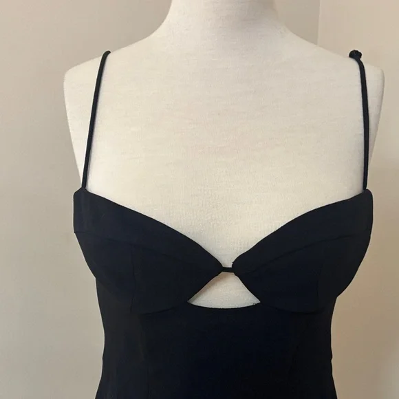 BARDOT Vienna Black Spaghetti Strap Cutout Midi Dress - Picture 7 of 9